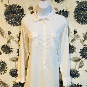 J. Crew Sz M White Button Down Tunic Top❤️